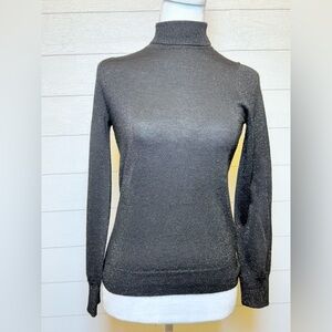 27 Miles Cashmere Black Sparkly Turtleneck Sweater small